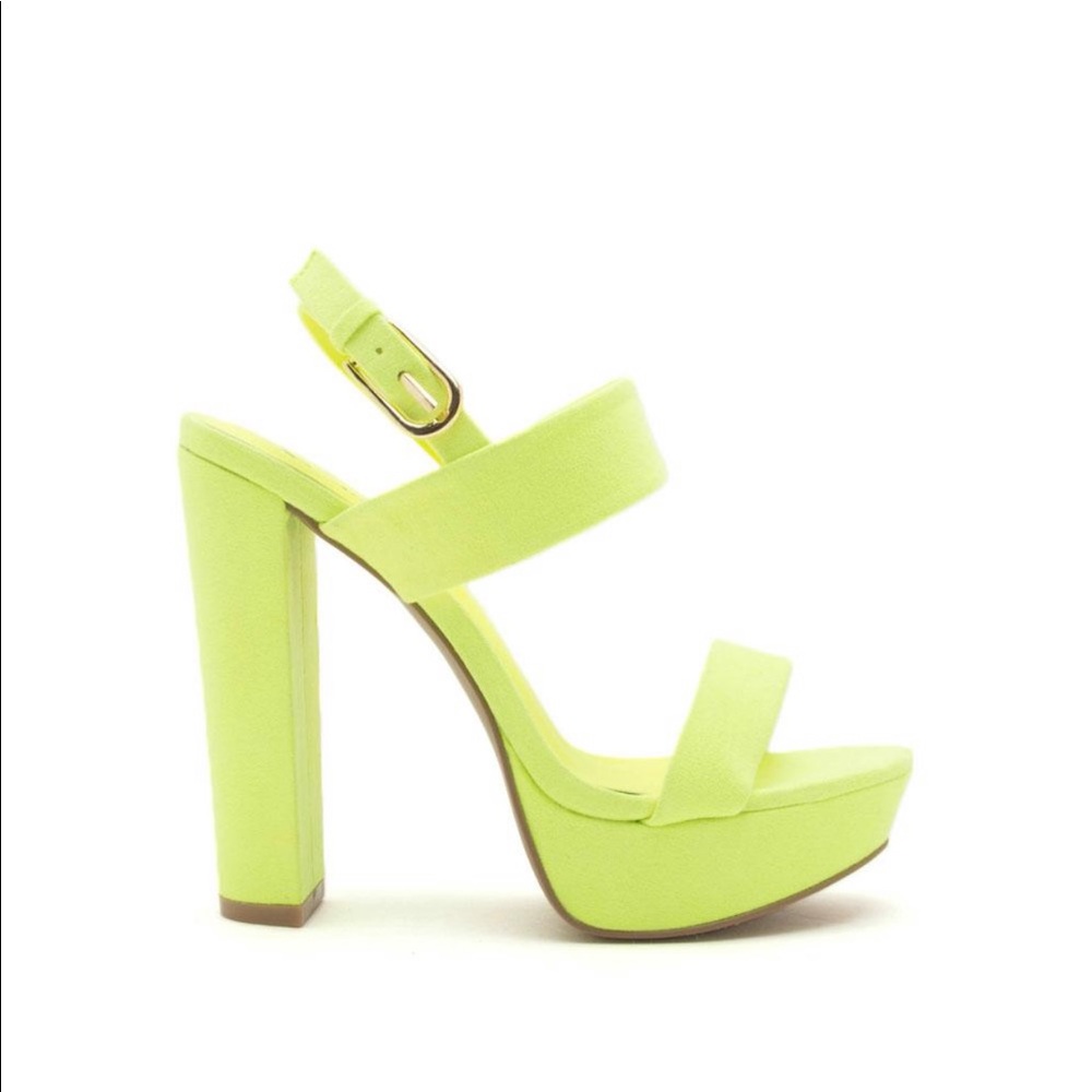 Dearly-08 Neon Yellow Block Heels